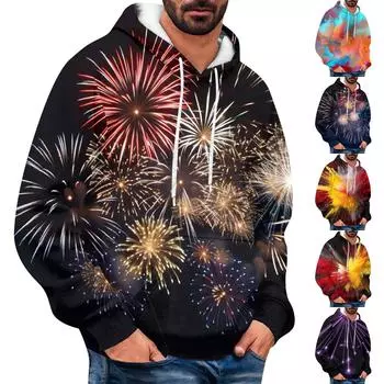 Мужская свободная толстовка с капюшоном с принтом, мужская повседневная модная спортивная толстовка L чёрный