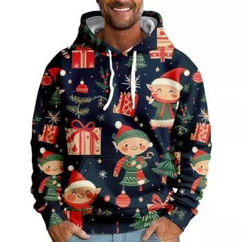 Мужская свободная толстовка с капюшоном с принтом, мужская повседневная модная спортивная толстовка M красный