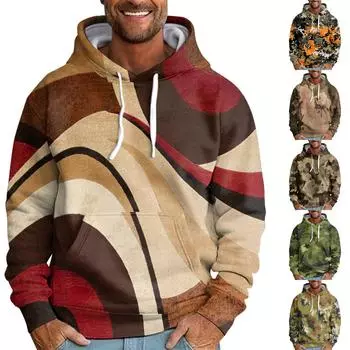 Мужская свободная толстовка с капюшоном с принтом, мужская повседневная модная спортивная толстовка L