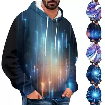 Мужская свободная толстовка с капюшоном с принтом, мужская повседневная модная спортивная толстовка L чёрный