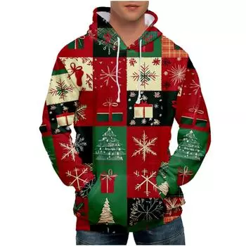 Мужская свободная толстовка с капюшоном с принтом, мужская повседневная модная спортивная толстовка M