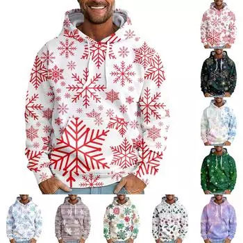 Мужская свободная толстовка с капюшоном с рождественским принтом, мужская повседневная модная спортивная толстовка XXXL армия зеленый