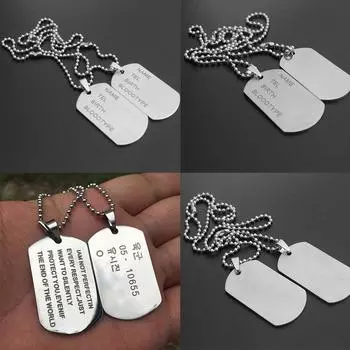 Мужская табличка из нержавеющей стали в военном армейском стиле, цепочка с бирками, мужской кулон 4