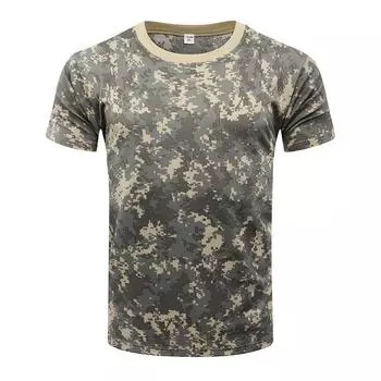 Мужская тактическая камуфляжная футболка, быстросохнущая военная армейская камуфляжная футболка с коротким рукавом, одежда для охоты