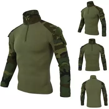 Мужская тактическая камуфляжная рубашка с длинными рукавами и мускулами, базовая однотонная блузка, футболка, топ L