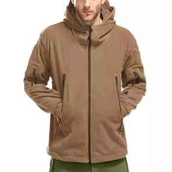 Мужская тактическая куртка Polar Fleece Осень-Зима 7 Многоцелевые Большие Карманы Куртки-бомберы Пальто для активного отдыха для мужчин S чёрный