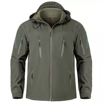 Мужская тактическая куртка с мягким корпусом, водонепроницаемая теплая флисовая куртка с капюшоном в стиле милитари, зимняя одежда для пешего туризма, охоты, верхняя одежда, уличная ветровка, размер США M чёрный