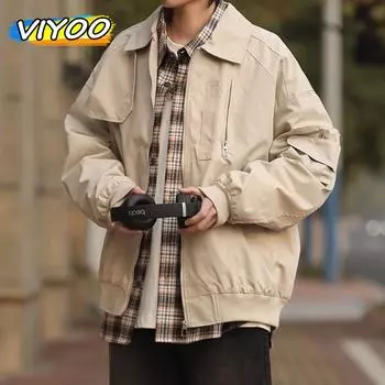 Мужская тактическая куртка Y2K на весну и осень, ветровка, бейсбольная университетская куртка-карго для мужчин, спортивная одежда, японская верхняя одежда