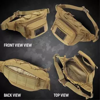 Мужская тактическая поясная сумка на талии, набедренная повязка EDC, сумка для кемпинга, охоты, рыбалки, нашивка с флагом чёрный