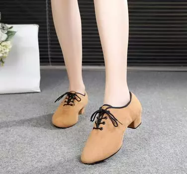 Мужская танцевальная обувь на низком каблуке 3 см, современная обувь для бальных танцев, обувь для танго, танцевальная обувь на открытом воздухе 34 чёрный