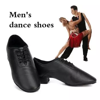 Мужская танцевальная обувь на низком каблуке 2 см, современная обувь для бальных танцев, обувь для танго, танцевальная обувь на открытом воздухе 38 чёрный