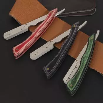 Мужская технологичная деревянная складная бритва из нержавеющей стали в старом стиле, парикмахерская, скульптура для бритья, дизайн, держатель для ножей box-packed красный