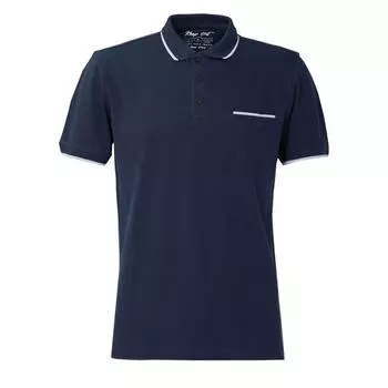 Мужская темно-синяя футболка-поло с детальной отделкой в полоску темно-синяя