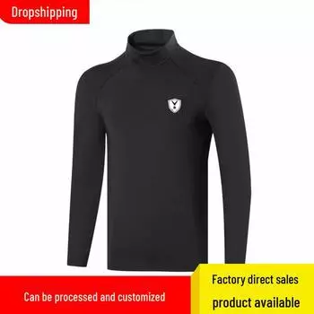 Мужская теплая бархатная рубашка для гольфа Plus - с высоким воротником, эластичная, зимняя спортивная одежда для активного отдыха XXL чёрный