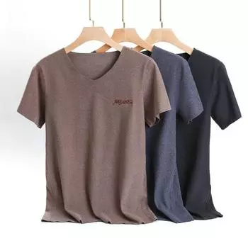 Мужская теплая футболка Otaku из немецкого бархата с V-образным вырезом и короткими рукавами, а также утепленная бархатная рубашка для осени/зимы. 3XL