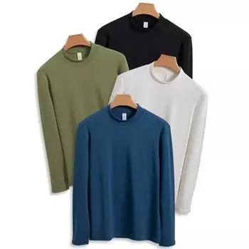 Мужская теплая футболка с полувысоким воротом, мужская односторонняя футболка Wooddale из немецкого бархата и акрила плотностью 320 г с круглым вырезом, длинные рукава S