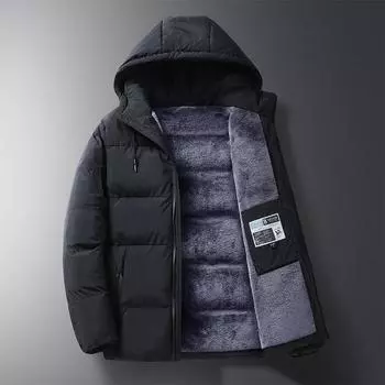 Мужская теплая хлопковая куртка Папина с капюшоном из плюша и толстой хлопковой куртки Теплая куртка M синий