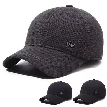 Мужская теплая кепка осень-зима для людей среднего и пожилого возраста, ветрозащитная, утепленная, кепка для защиты ушей, плотная бархатная бейсболка чёрный