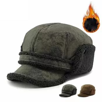 Мужская теплая кепка осень-зима, ветрозащитная, уличная, хлопковая, плоская кепка для среднего возраста L(56-58cm) кофейный