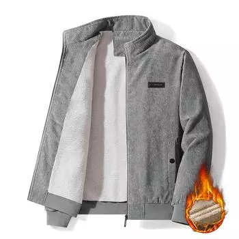 Мужская теплая куртка из плотного бархата для осени и зимы. Повседневная куртка с воротником-стойкой. Мужская теплая куртка. Куртка. XXXXXL чёрный