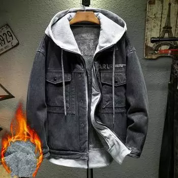 Мужская теплая куртка на молнии, зимняя, большого размера, джинсовая куртка, длинная, утолщенная куртка Parker XXXXL