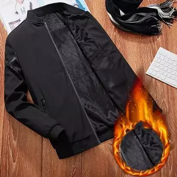 Мужская теплая куртка с флисовой подкладкой, большого размера, ветрозащитная куртка, бейсбольная куртка с воротником-стойкой 5XL