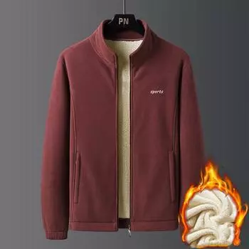 Мужская теплая куртка среднего слоя из овечьего флиса, зимняя флисовая толстая куртка XS чёрный