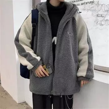 Мужская теплая мягкая свободная куртка с капюшоном, зимняя утолщенная плюшевая куртка XXXL белый