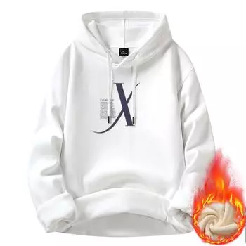 Мужская теплая толстовка с капюшоном, свободная, трендовая, модная, верхняя часть M: recommended 80-55kg