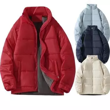 Мужская теплая укороченная куртка свободного покроя, зимняя, нового стиля, утолщенная, теплая, стеганая куртка для пары Yasheng S темно-синий
