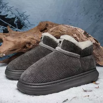 Мужская теплая зимняя хлопчатобумажная обувь. Женские теплые меховые домашние тапочки. Нескользящие плюшевые тапочки из ЭВА. Домашняя обувь для пар на толстой подошве. Шлепанцы. Детские тапочки. 40-41 серый