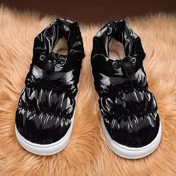 Мужская теплая зимняя хлопчатобумажная обувь. Женские теплые меховые домашние тапочки. Нескользящие плюшевые тапочки из ЭВА. Домашняя обувь для пар на толстой подошве. Шлепанцы. Детские тапочки. 40-41 чёрный