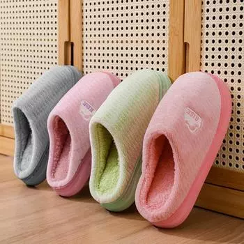 Мужская теплая зимняя хлопчатобумажная обувь. Женские теплые меховые домашние тапочки. Нескользящие плюшевые тапочки из ЭВА. Домашняя обувь для пар на толстой подошве. Шлепанцы. Детские тапочки. 40-41 серый