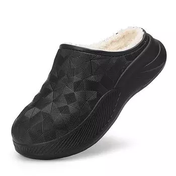 Мужская теплая зимняя хлопковая обувь, женские теплые домашние тапочки на меху, нескользящие плюшевые тапочки из ЭВА, домашняя обувь для пар на толстой подошве, шлепанцы 36-37 чёрный