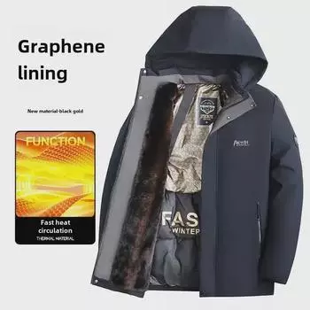 Мужская теплая зимняя куртка с хлопковой подкладкой для папы - плотный бархат, большой размер, стиль для среднего возраста 4XL