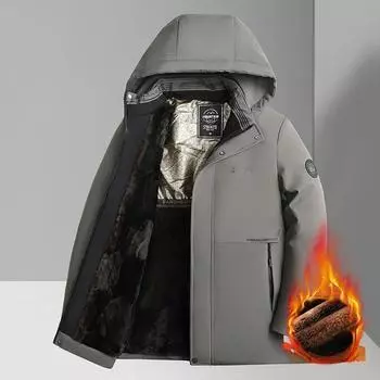 Мужская термобельё из бархата и хлопка со съёмным капюшоном, зимняя молодёжная мужская одежда с хлопковой подкладкой L