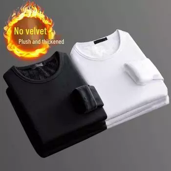 Мужская терморубашка с длинным рукавом и V-образным и круглым вырезом - утолщенная, для осени/зимы 4XL (155-170 jin)