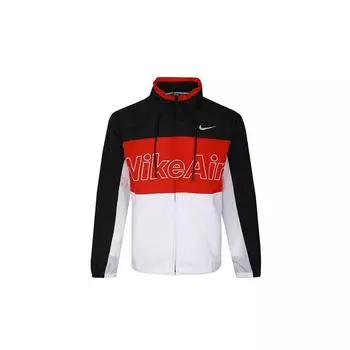 Мужская тканая повседневная куртка с капюшоном Nike Colorblock, спортивная одежда, красный, черный, белый цвет CJ4857-011 L