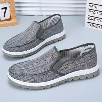 Мужская тканевая обувь, лоферы без шнуровки на мягкой подошве, мужская обувь для вождения, рабочая обувь, повседневная нескользящая дышащая тканевая обувь 44 дубильная кора