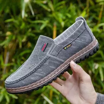 Мужская тканевая обувь «старый пекин», весна-осень, дышащая обувь с мягкой подошвой для папы среднего и пожилого возраста, нескользящая повседневная парусиновая обувь 39 серый