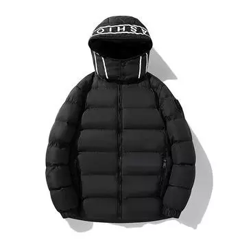 Мужская толстая теплая зимняя куртка с хлопковой подкладкой, корейская версия, повседневная мешковатая куртка с капюшоном L темно-синий