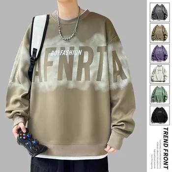 Мужская толстовка American Letter Fake из двух частей на весну и осень, новая свободная модная тяжелая молодежная куртка с круглым вырезом M