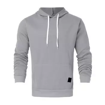 Мужская толстовка большого размера, модная, свободная, однотонная, повседневная толстовка с капюшоном L армия зеленый