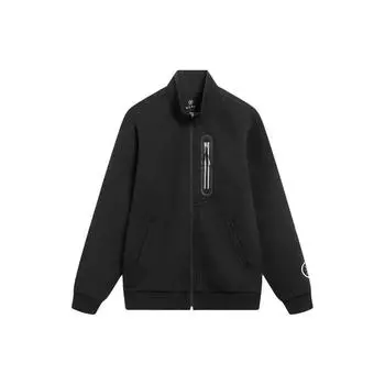 Мужская толстовка Li Ning Wade Series с однотонным логотипом, светоотражающая, на молнии, со стоячим воротником, черная AWDT151-1 L