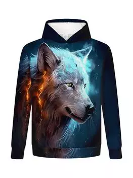 Мужская толстовка Lone Wolf со стереоскопическим 3D-принтом на осень и зиму, повседневная мужская одежда из удобной ткани S