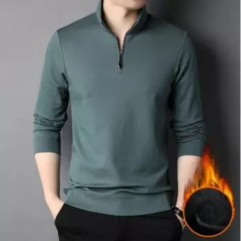 Мужская толстовка на молнии с капюшоном, зимняя молодежная однотонная пуловер с воротником-стойкой, футболка с длинными рукавами, свободная повседневная куртка плюс бархат M