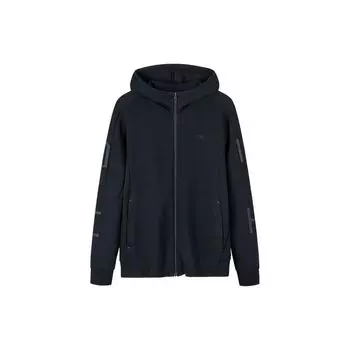 Мужская толстовка на молнии с однотонным полосатым принтом Anta, черные 152237720-4 M