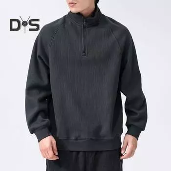 Мужская толстовка осень-зима с застежкой-молнией и воротником-стойкой, свободная однотонная, с длинными рукавами, ретро, с плечом реглан, повседневная одежда, топ L армия зеленый