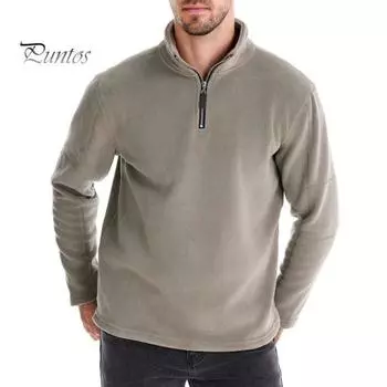Мужская толстовка осень-зима с застежкой-молнией и воротником-стойкой, с длинными рукавами, однотонная, сохраняющая тепло, повседневная спортивная футболка для взрослых мужчин, весенняя футболка S зелёный