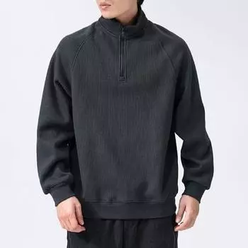 Мужская толстовка осень-зима с застежкой-молнией и воротником-стойкой, свободная однотонная, с длинными рукавами, ретро, с плечом реглан, повседневная одежда, топ L армия зеленый